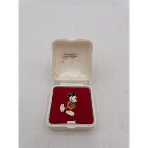 Vintage Mickey Mouse Enamel tie clasp/Pin on Red Velvet in a white display Box F